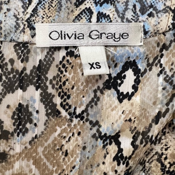 Olivia Graye Metallic Snake Print Wrap Blouse Size XS - Picture 3 of 7